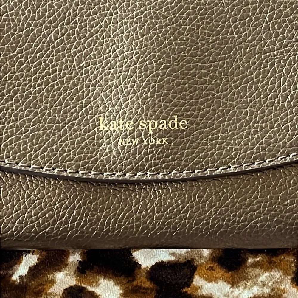 Brand New KATE SPADE Leather Eva Wallet Clutch Chain Shoulder Bag Ash Metallic